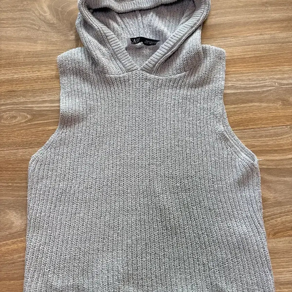 [BUNJANG] Zara Sleeveless Knit Tank Top Gray / Zara 자라 민소매 니트 나시 탑 슬리브리스 그레이