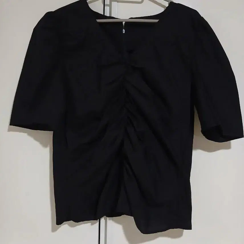 [BUNJANG] Black Shirring Blouse - Size 55 / 블랙 셔링 블라우스 55