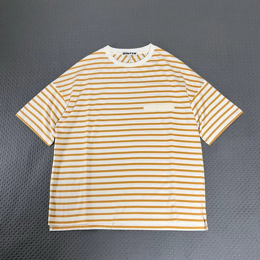 [BUNJANG] HOMFEM Stripe T-Shirt Mustard L / 옴펨(HOMFEM) 스트라이프 티셔츠 머스타드 L