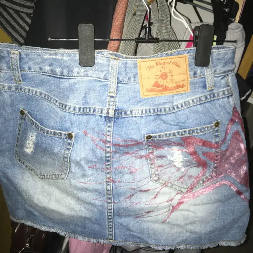 [BUNJANG] Kitsch Harajuku Gal Blue Denim Skirt / 키치 하라주쿠 니혼진 갸루 청치마