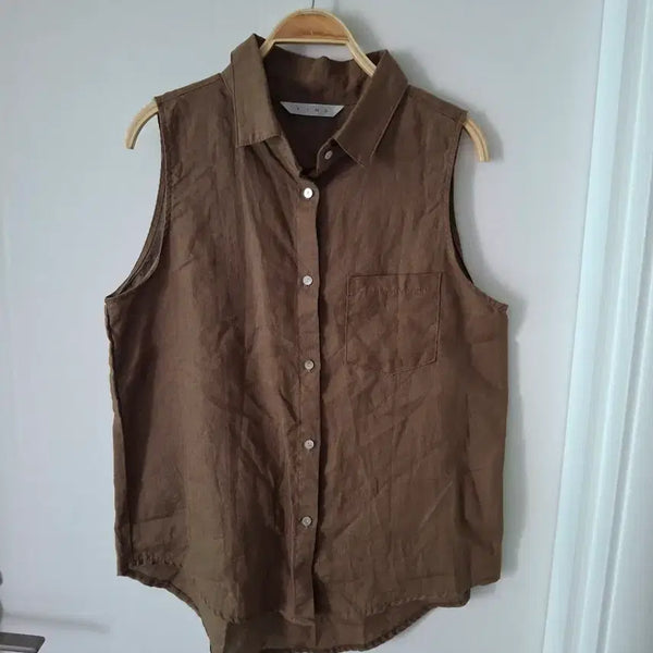 [BUNJANG] F.I.N.D Sleeveless Shirt Brown / [F.I.N.D] 민소매 셔츠 브라운55~66반