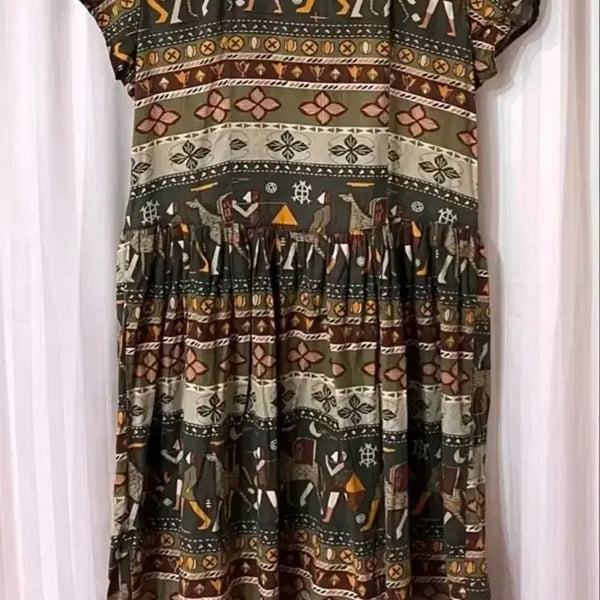 [BUNJANG] Lee's Shirt Vintage Egyptian Pattern Square Neck Dress / Lee's Shirt 빈티지 원피스 55-마른66