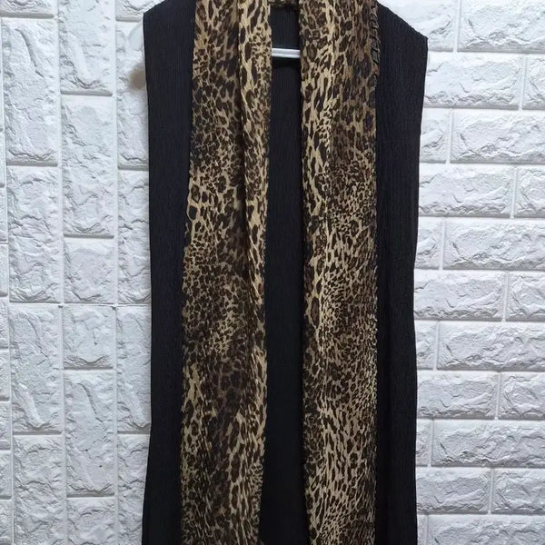 [BUNJANG] Leopard Print Pleated Long Vest (Free Size) / 호피 무늬 주름지 멋스러운 롱조끼