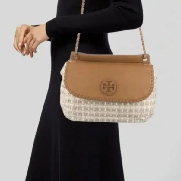 [BUNJANG] Tory Burch Brown Tweed Chain Shoulder Bag / 토리버치 브라운 트위드 체인 숄더백