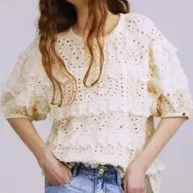 [BUNJANG] Thursday Island Punch Lace Blouse / 공 효진착용/ 써스데이아일랜드 펀칭 레이스블라우스 폴1341