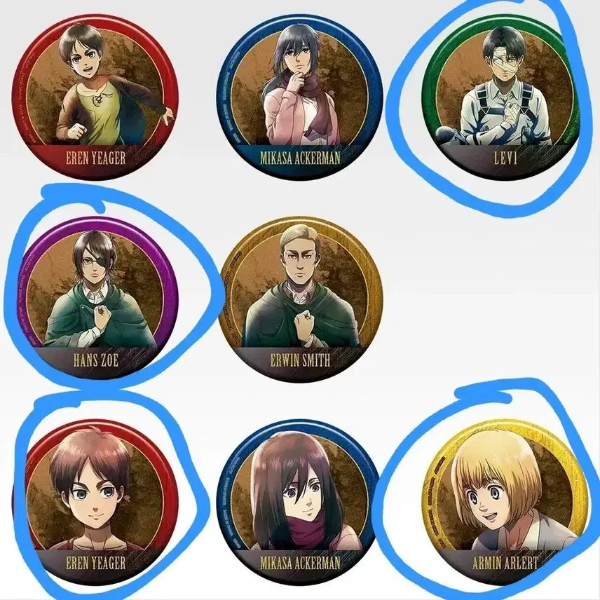 [BUNJANG] Attack on Titan Kuji Can Badge Bundle Set (4 types) / 진격의거인 쿠지 캔뱃지 4종 일괄