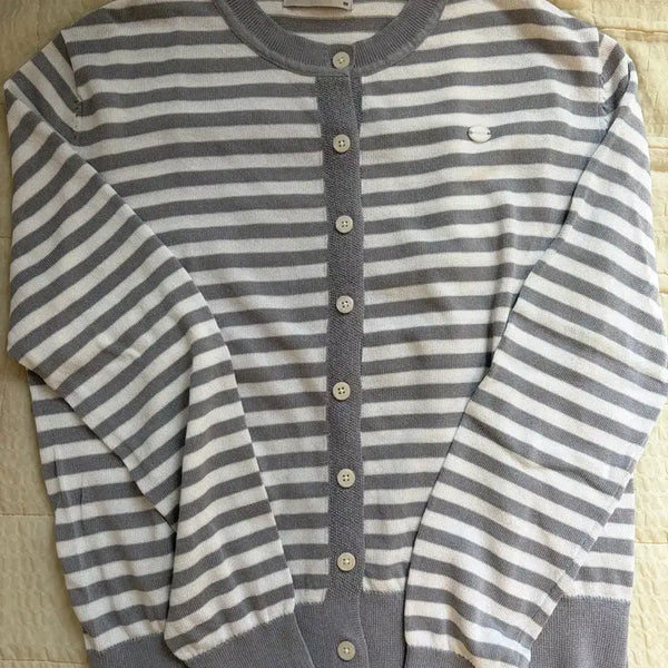 [BUNJANG] Project W Stripe Gray Cardigan Size 90 / 프로젝트더블유 스트라이프 그레이 가디건 90
