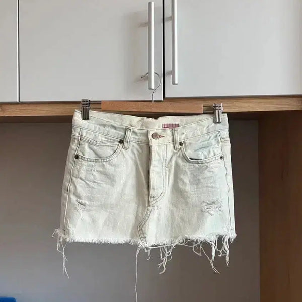 [BUNJANG] Vintage Wash Denim Mini Skirt Y2K Kitsch / 빈티지 덴님 미니 스커트 치마 y2k 키치