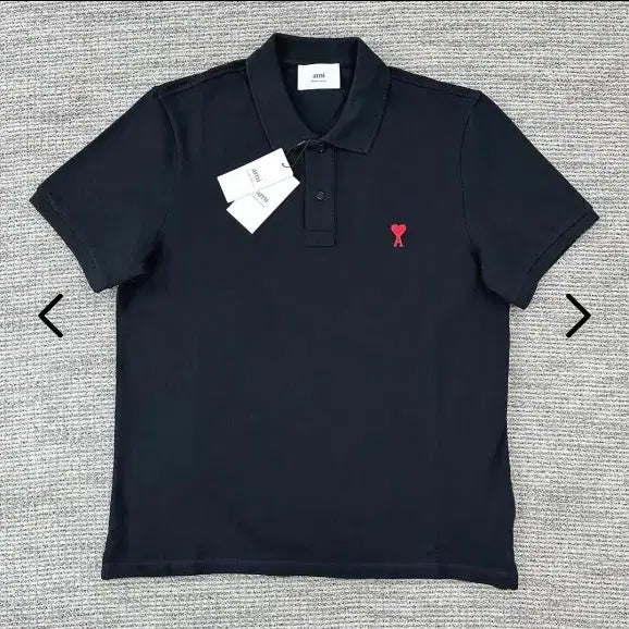 [BUNJANG] AMI Alexandre Mattiussi Black Heart Logo Short Sleeve Polo Shirt / 아미 알렉상드르 마티우시 블랙 하트 로고 반팔 카라 티셔츠. M  새상품 특가