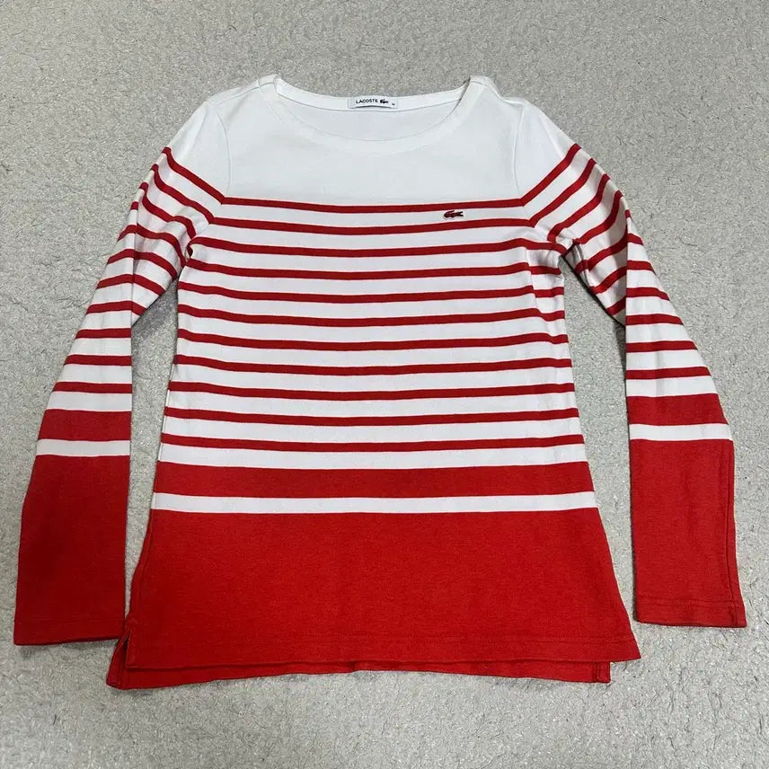 [BUNJANG] Lacoste Striped Long Sleeve T-Shirt Women's Size 95 / 라코스테 단가라 긴팔티 여성 95