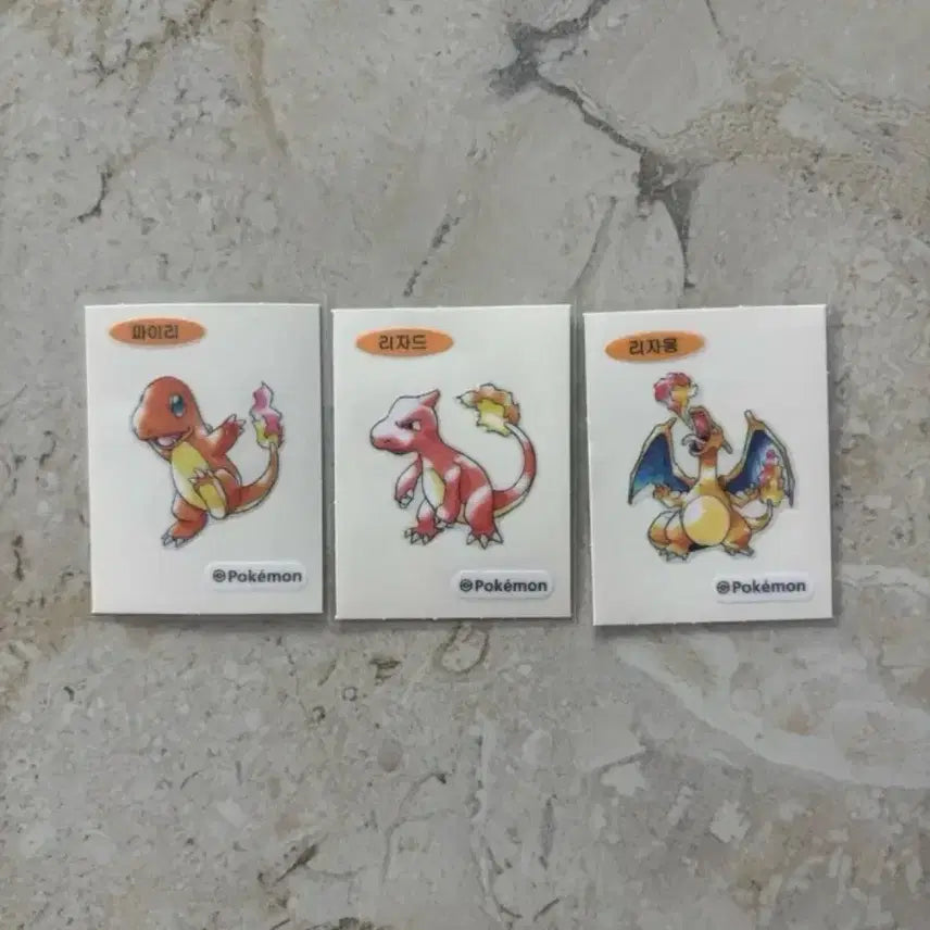 [BUNJANG] Pokemon Gen 1 Fire-Type Bundle Set (Charmander, Charmeleon, Charizard) / 포켓몬 띠부씰 리자몽 리자드 파이리 30주년 1세대 (일괄)