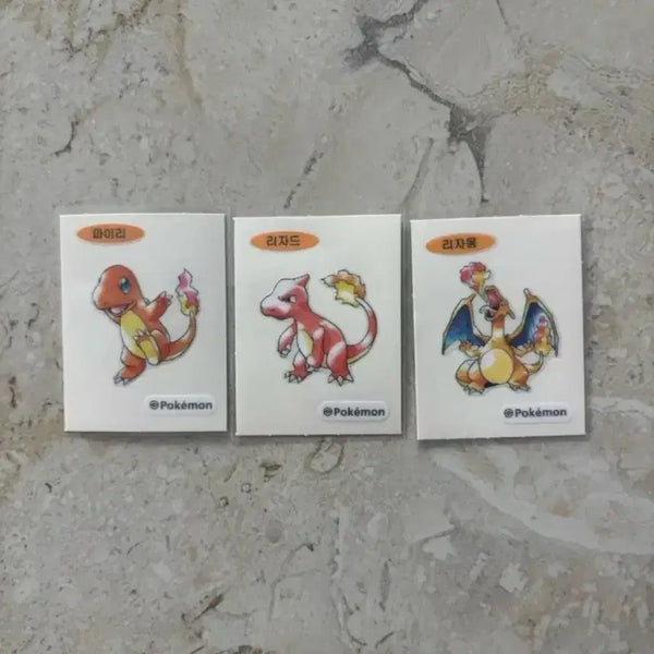 [BUNJANG] Pokemon Gen 1 Fire-Type Bundle Set (Charmander, Charmeleon, Charizard) / 포켓몬 띠부씰 리자몽 리자드 파이리 30주년 1세대 (일괄)