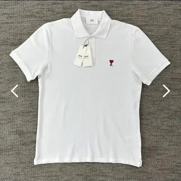 [BUNJANG] Ami Alexandre Mattiussi Heart Logo Short Sleeve Polo White Unisex / 아미 알렉상드르 마티우시 하트 로고 반팔 카라티 화이트.공용. 특가