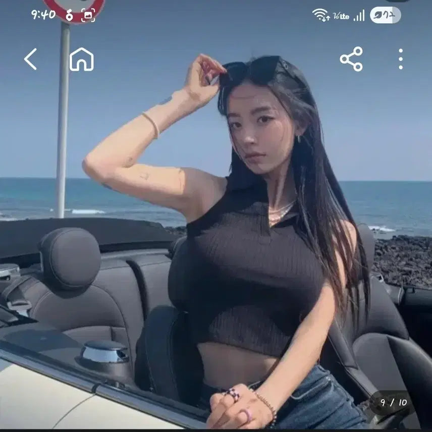 [BUNJANG] Pale Jade Halterneck Tank Blouse / 교신 새상품 페일제이드 홀터넥 나시 블라우스 (청순 섹시 클럽룩 원피스