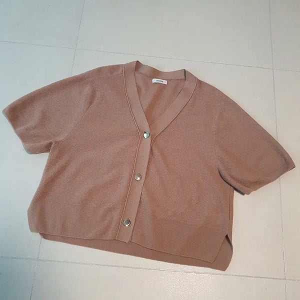 [BUNJANG] System Balloon Short Sleeve Knit Cardigan / 시스템  벌룬반팔 볼륨 니트 가디건  free