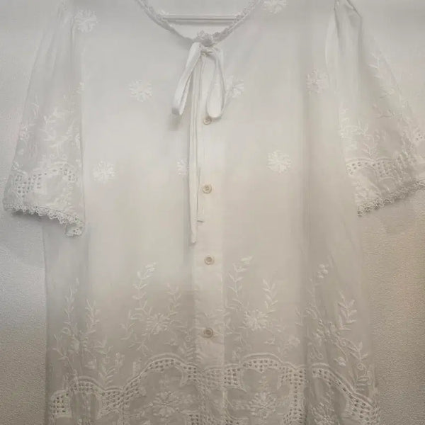 [BUNJANG] White Lace Blouse / 화이트 레이스 블라우스(새상품)