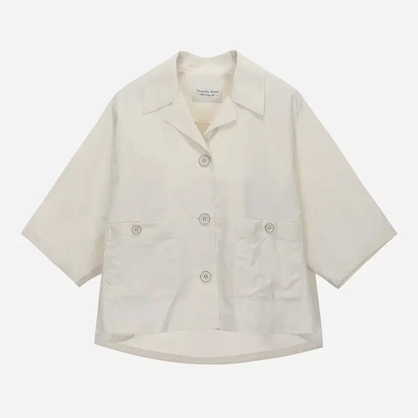 [BUNJANG] Thursday Island Wide Short Sleeve Jacket / 써스데이 아일랜드 와이드 반팔 7부소매 헴라인 자켓  free