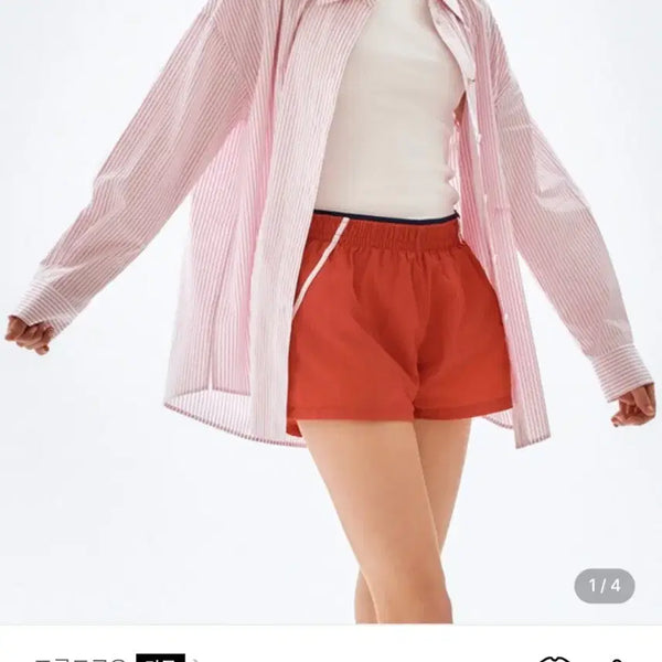 [BUNJANG] Frontrow Relaxed Stripe Shirt Pink Free Size / (새상품) 프론트로우 릴렉스드 스트라이프 셔츠