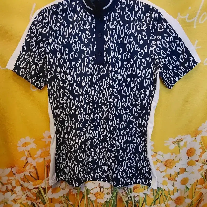 [BUNJANG] J.LINDEBERG Women's Leopard Pattern Short-Sleeve Polo Shirt / J.LINDEBERG  반팔 폴로 셔츠 S