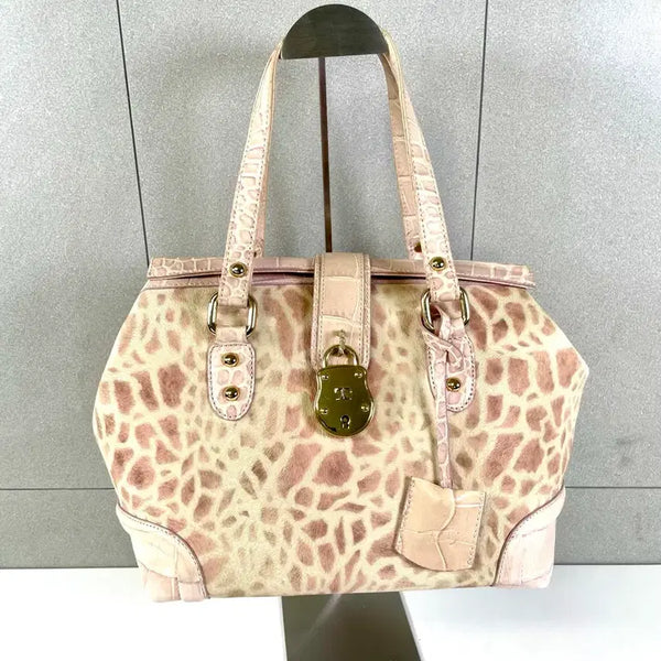 [BUNJANG] Tandy Pink Leopard Lock Tote Bag / 탠디 핑크 레오파드 자물쇠 토트백 가방