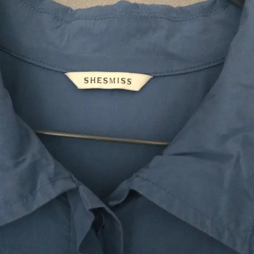 [BUNJANG] She's Miss Blue Crinkled Shirt Dress / 쉬즈미스  바스락   셔츠 원피스 블루  66-77