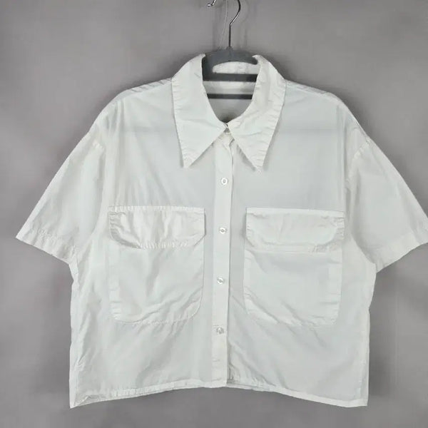 [BUNJANG] NOMAL Women's Oversized Short Sleeve Shirt / [무료배송]NOMAL 노멀 F 여성 오버핏 숏 얇은 반팔 셔츠 오버사이즈