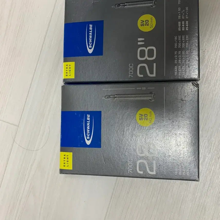 [BUNJANG] Schwalbe Road Bicycle Tube 28-inch 700C SV20 Lightweight Valve 50/60mm (2-Piece Bundle) / 새상품 슈발베 로드자전거 튜브 28인치 700C SV20 경량 튜브 밸브