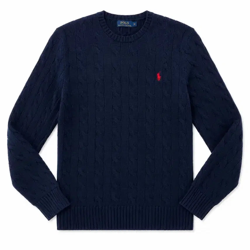 [BUNJANG] Polo Ralph Lauren Cable Knit Sweater Navy M / 폴로 랄프로렌 케이블 니트 네이비 M