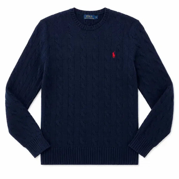 [BUNJANG] Polo Ralph Lauren Cable Knit Sweater Navy M / 폴로 랄프로렌 케이블 니트 네이비 M