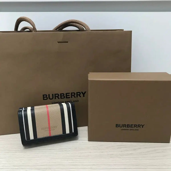 [BUNJANG] Burberry Icon Stripe E-Canvas Bifold Wallet / 버버리 아이콘 스트라이프 E 캔버스 반지갑