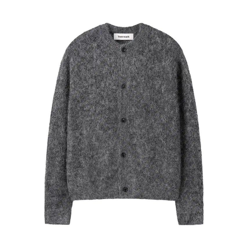 [BUNJANG] Tonywack Wool Mohair Ribbed Mesh Cardigan Melange Grey XL / (XL) 토니웩 울 모헤어 립드 메쉬 가디건 멜란지 그레이