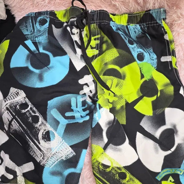 [BUNJANG] Stylish Patterned Beach Swim Shorts / 화려한 패턴 비치수영복 숏팬츠. 85ㅡ90