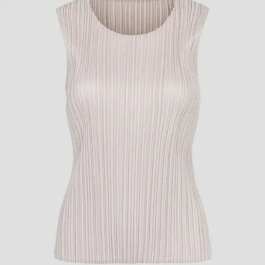 [BUNJANG] Issey Miyake Pleats Please New Colorful 4 Sleeveless Top - Size 5 (Greige) / 이세이미야케 플리츠플리즈 탑 뉴컬러풀4 탑 그레이지 5사이즈