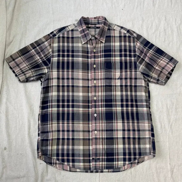 [BUNJANG] Nautica Over Check Short Sleeve Shirt L / 노티카 오버 체크 반팔 셔츠 L