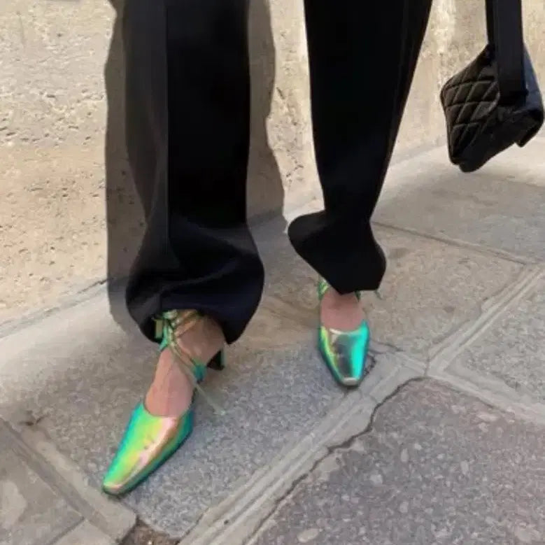 [BUNJANG] Dragon Blues Iridescent Mules Strap Shoes (Size 230) / 드래곤블루스 스트랩 이리데슨트 뮬 230