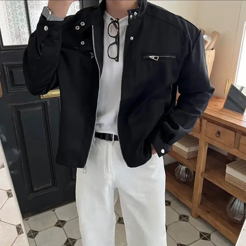 [BUNJANG] Kara Biker Two Pocket Oversized Cropped Trucker Jacket / 카라 바이커 투포켓 오버핏 크롭 트러커 자켓 95~100 사이즈