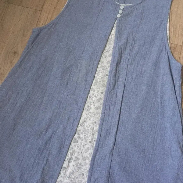 [BUNJANG] Japanese Vintage Mori Girl Floral Cotton Sleeveless Dress / JPN 일본빈티지 모리걸 레이어드 아오이유우 바선생 블라우스 나시원피스