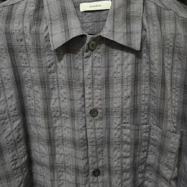 [BUNJANG] Arban Basic Loose Tartan Half-Shirt / 아르반 베이직 루즈드 타탄 하프셔츠