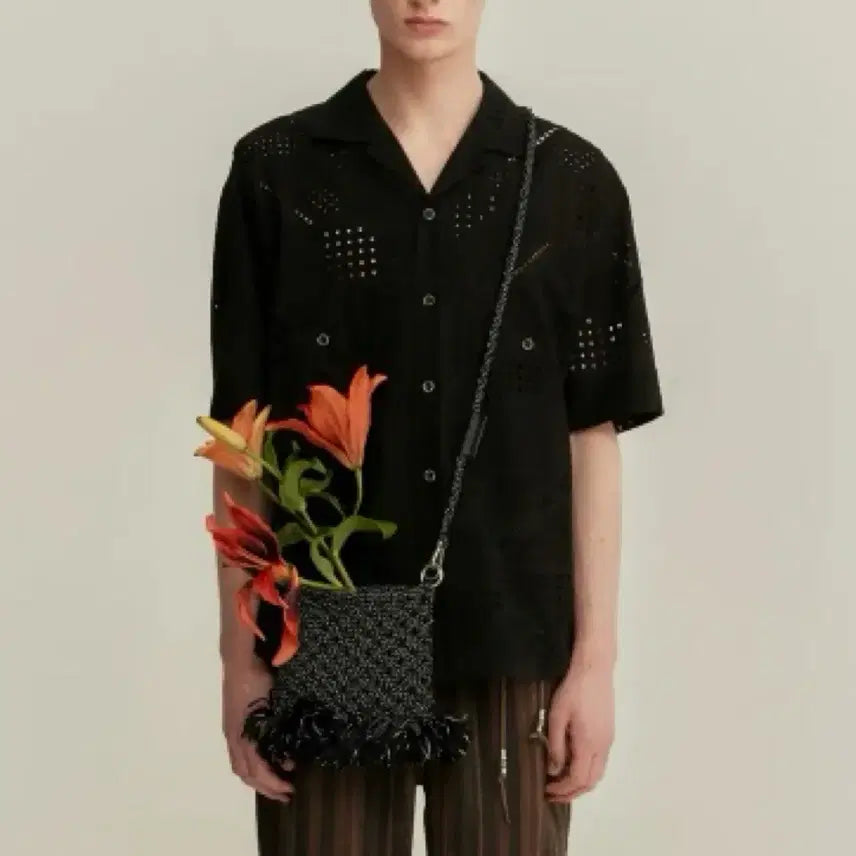 [BUNJANG] Andersson Bell Andrea Embroidery Cotton Open Collar Shirt S / [S]앤더슨벨 안드레아 엠보더리 코튼 오픈칼라 셔츠