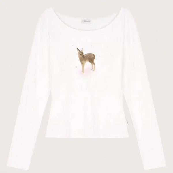 [BUNJANG] Glacier Dear Bambi Sparkle Top White / 클리시어 Dear bambi sparkle top, White