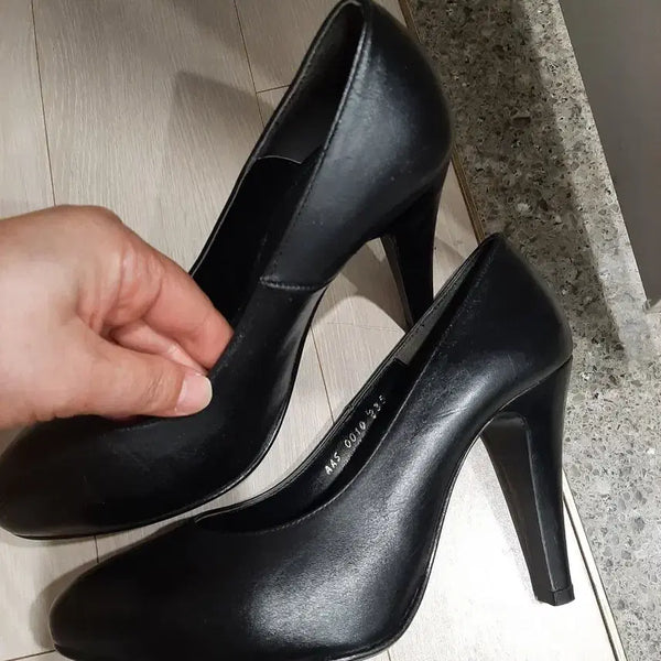 [BUNJANG] Women's Black Leather Heels (23.5cm) - New / 여성 소가죽 구두 검정색 235사이즈 .8 9센티.새상품. 면접구두