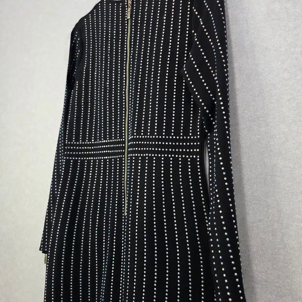 [BUNJANG] BARBICOCO Cubic V-Neck Slim Fit Dress / 바비코코 큐빅 장식 브이넥 원피스 BARBICOCO