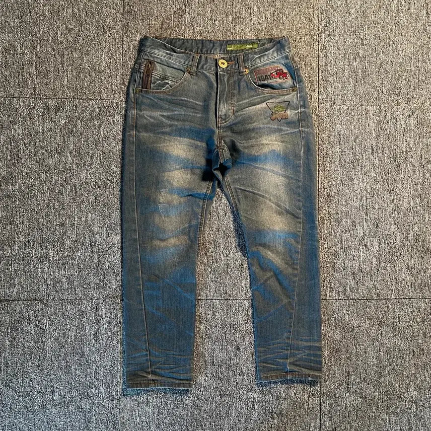 [BUNJANG] Jeep Vintage Washed Patch Denim Pants / Jeep 빈티지 워싱 패치 데님 팬츠
