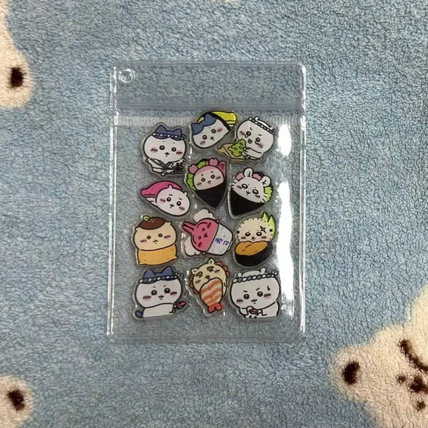 [BUNJANG] Chiikawa Sushi Character Acrylic Charms (Set of 12) / 치이카와 스시 캐릭터 아크릴 2cm 모음