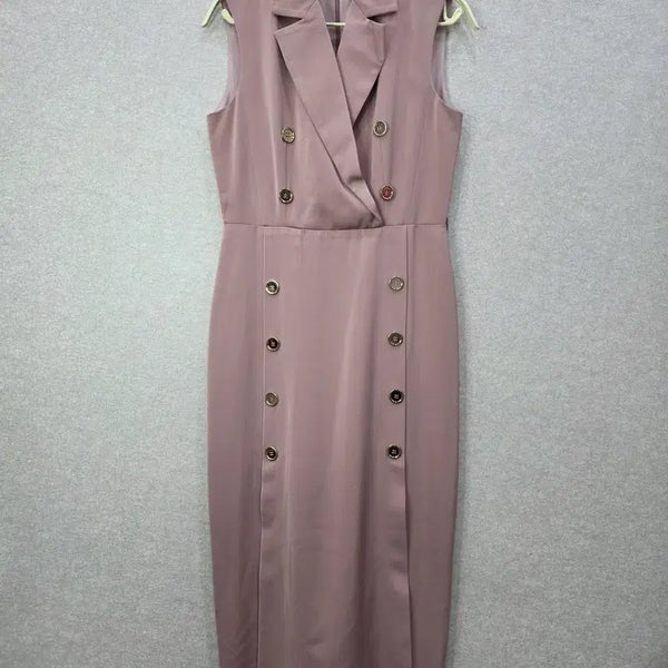 [BUNJANG] Silk Linen Blend Double-Breasted Sleeveless Dress / 실크 린넨 혼방 더블브레스티드 원피스