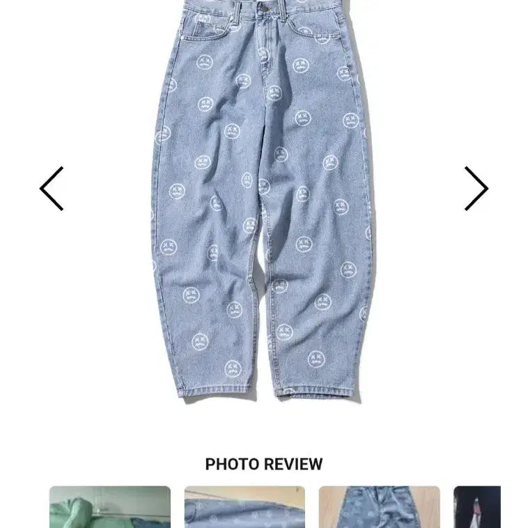 [BUNJANG] Massnoun Smiley Pattern Denim Pants Blue L / 매스노운 스마일 패턴 데님팬츠 블루 L