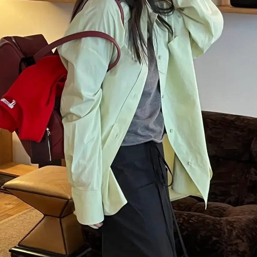 [BUNJANG] Ethos Mildy Oversized Shirt - Lime / 에토스 마일디 오버사이즈 셔츠 라임색상