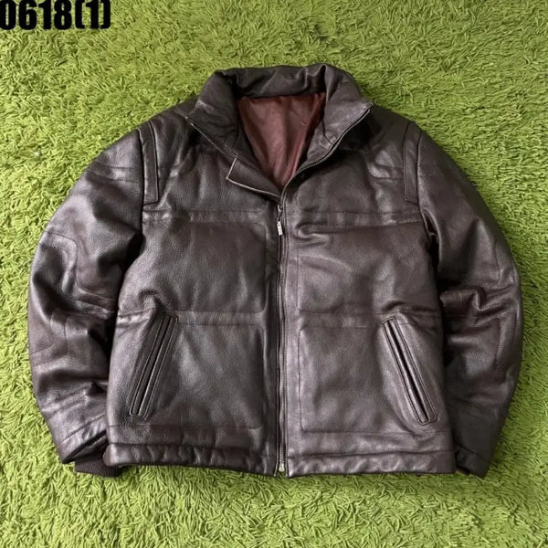 [BUNJANG] Vintage Dark Brown Leather Jacket Jumper Size S / 빈티지 가죽자켓 레더자켓 가죽 점퍼 다크브라운 S