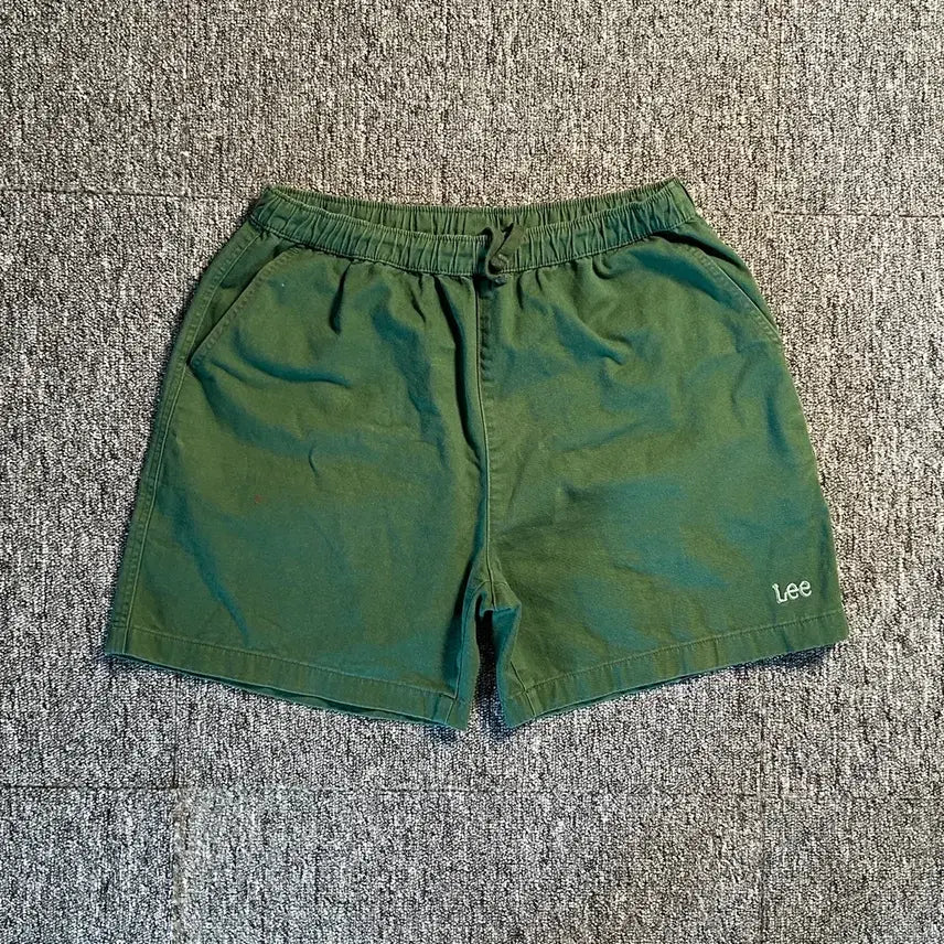 [BUNJANG] Lee Green Cotton Easy String Half Pants / Lee 그린 코튼 이지 스트링 하프 팬츠