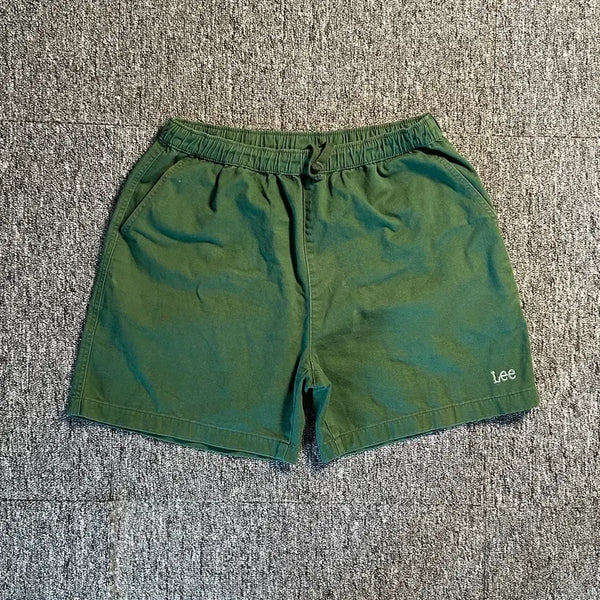 [BUNJANG] Lee Green Cotton Easy String Half Pants / Lee 그린 코튼 이지 스트링 하프 팬츠